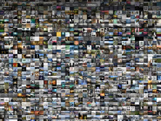 A screenshot of the Photos app running on an iPad showing just ‘Dec 2022’ entries; it’s filled with approximately 1,000 tiny thumbnail images of photographs which have been saved from Mastodon.