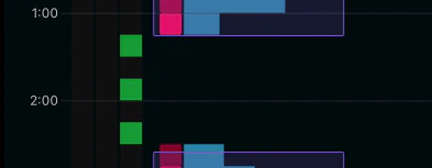 A sleep tracking app showing a period of wakefulness between 1:30 and 2:30am.