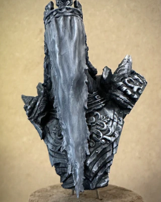 A (pretty spooky) WitchSong Miniatures bust painted in greyscale non-metallic metal.