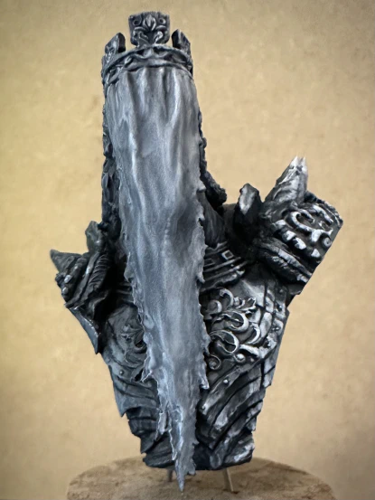 A (pretty spooky) WitchSong Miniatures bust painted in greyscale non-metallic metal.