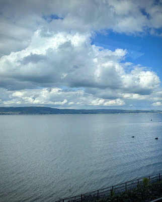 Big old look-at-me clouds over Belfast Lough, as seen from the train near Holywood.