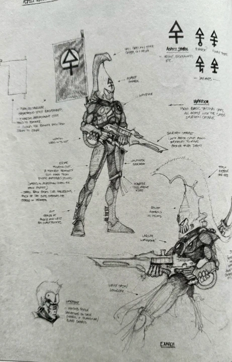 Jes Goodwin Eldar concept art (White Dwarf 124)