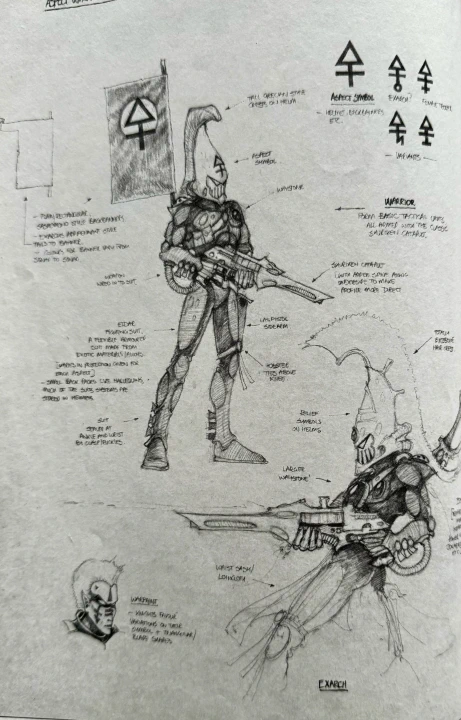 Jes Goodwin Eldar concept art (White Dwarf 124)