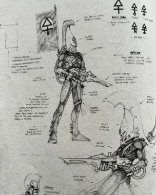 Jes Goodwin Eldar concept art (White Dwarf 124)