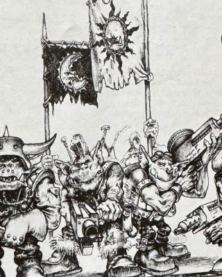 Paul Bonner Ork illustration (White Dwarf 122)
