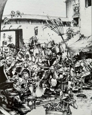 Paul Bonner Ork illustration (White Dwarf 122)