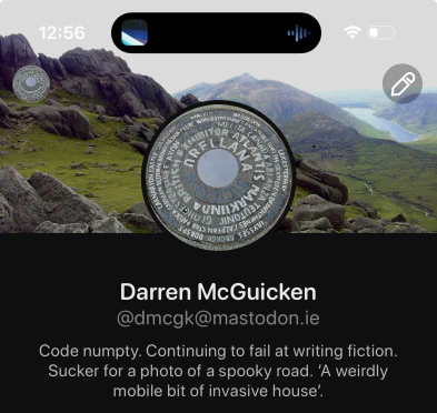 An updated profile banner adding ‘a weirdly mobile bit of invasive house’ to his description.