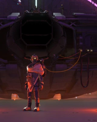 Just a lil roboid, chillin' with his ride.