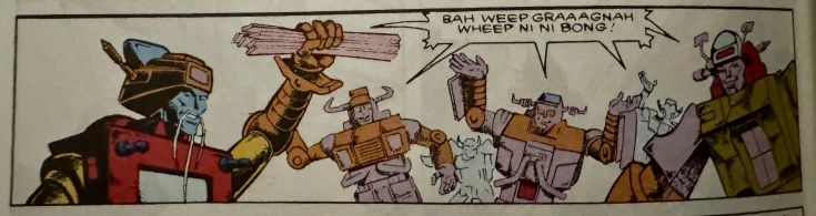 The Junkions in chorus, “bah weep graaagnah wheep ni ni bong”!